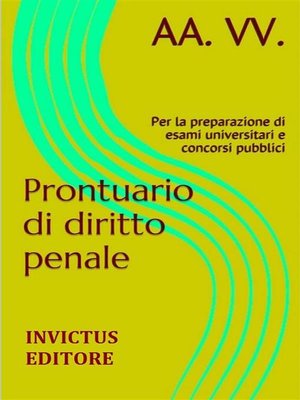 cover image of Prontuario di diritto penale